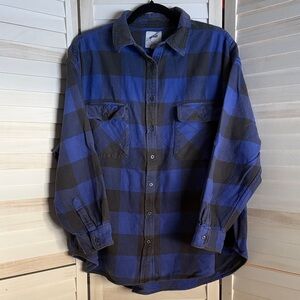 Aerie Blue and Black Plaid Button-Up Shirt